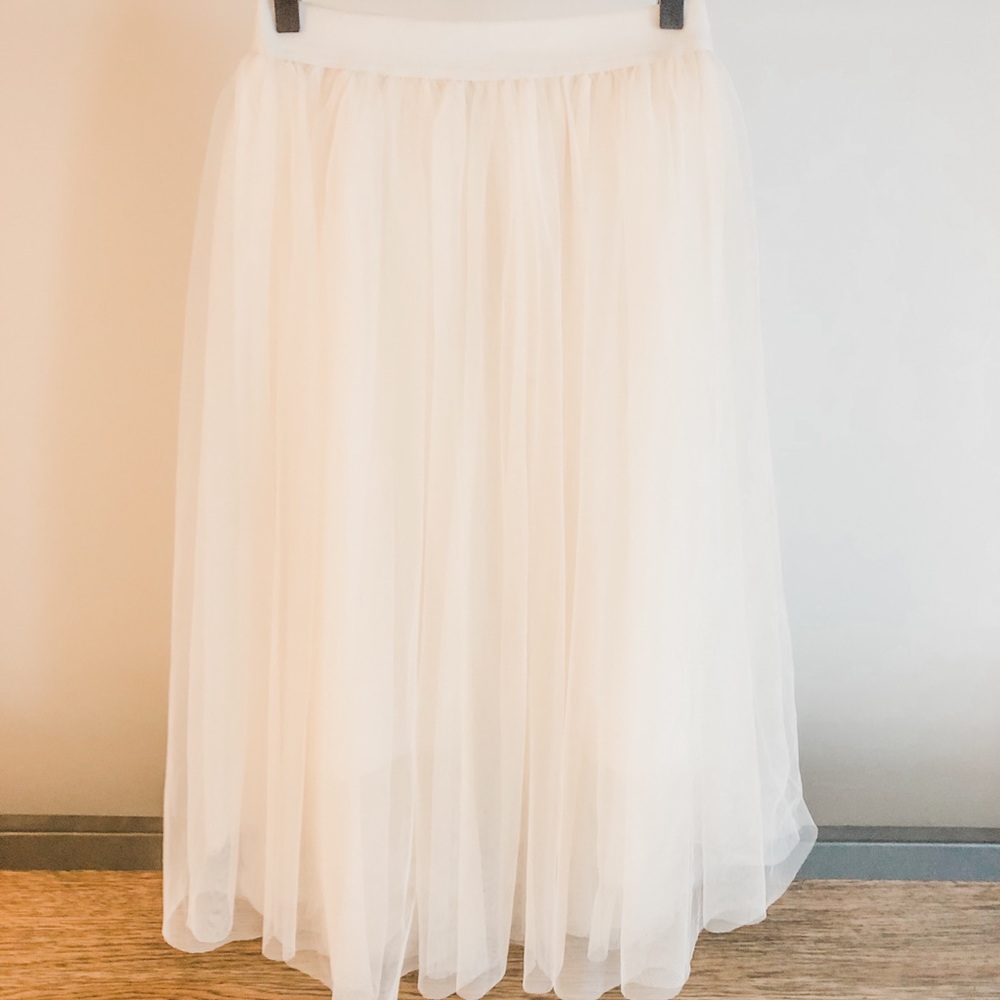 Eloise Ivory Tulle Midi Skirt